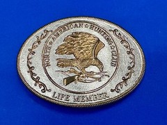 North American Hunting Club Life Member Eagle Vintage Two Tone Belt Buckle