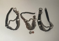Vintage Lot of 3 Leather and Metal Horse Accessories, Bits, Bridle, Harness, Nic
