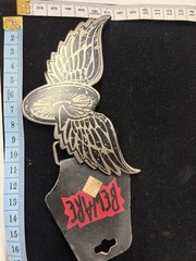 Rare Vintage Y2K Winged Mushroom Belt Buckle Gothic Fantasy Nature Silver Tone