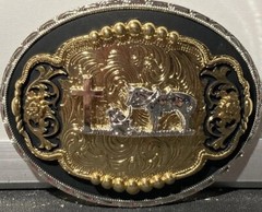 Unisex Christian Cowboy praying western cowboy belt buckle Hebilla Vaquera