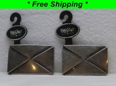 Lot of 2 Vintage Masarimo Steel Metal Belt Buckles – X Symbol or Triangle Design