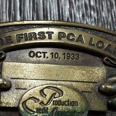 Vtg Belt Buckle The First PCA Loan 1933 50th Anniversary 3D Relief