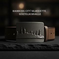 Hamburg City Silhouette Belt Buckle Skyline Metal Modern Urban Design
