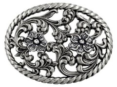 HA0131-LASRP Antique Flower Engraved Buckle fits 1-1/2&Prime; Wide Belt