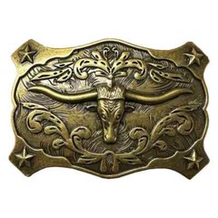 Bronze Gold Bull LONGHORN Western Belt Buckle Cowboy Rodeo buckle