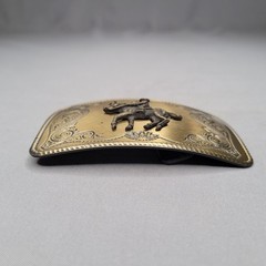 Horseback Rider Belt Buckle Mens One Size Gold Western Floral Cowboy Rectangular