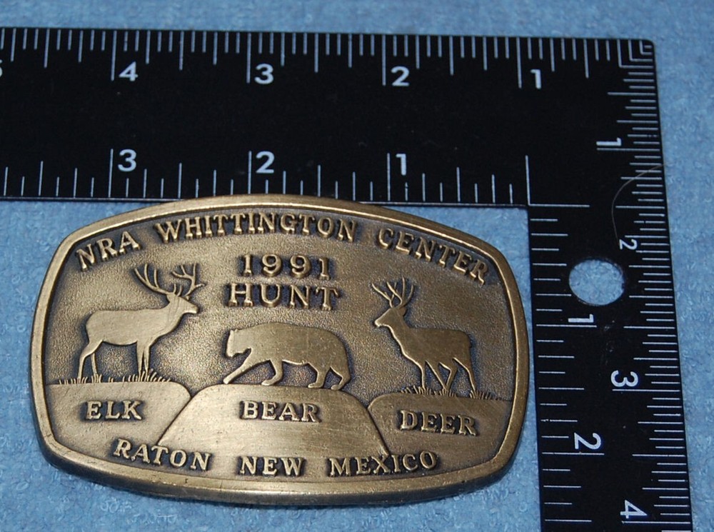 NRA Whittington Center 1991 Hunt Raton New Mexico Belt Buckle, Complete