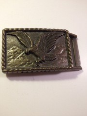 Beautiful Brass Belt Buckle With Eagle On Front * Mountain And Nice Border
