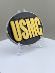 USMC Marine Corps Black Yellow Enamel Belt Buckle Siskiyou Military Gift