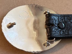 Montana Silversmiths American Indian? Bucking Horse Buckle Leather Belt Sz 34.
