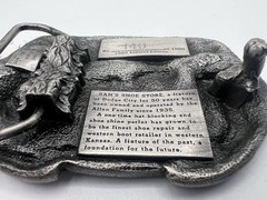 Dodge City Kansas SAM&rsquo;S SHOE STORE 1985 Pewter Belt Buckle Allen Cowboyboy Boots