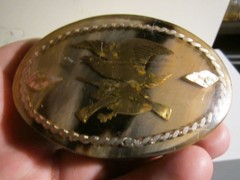 GOLDEN EAGLE SCENE BELT BUCKLE IN THICK LACQUER LUCITE FINISH – GW-26