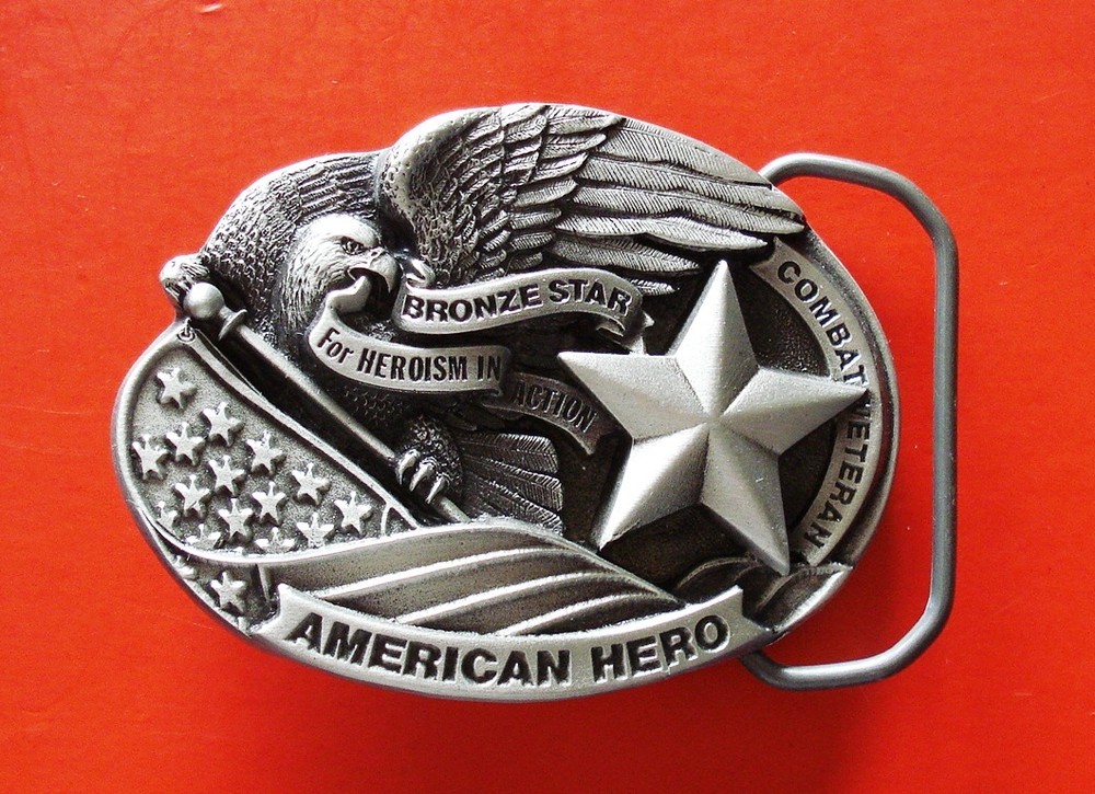 American Hero Solid Fine Pewter Belt Buckle