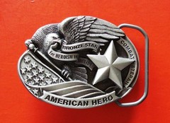 American Hero Solid Fine Pewter Belt Buckle