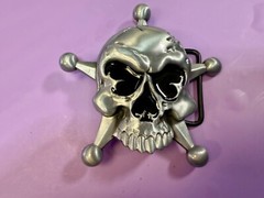 Creepy Skull Grinning Teeth Five Point Star Gothic Punk Cutout Belt Buckle