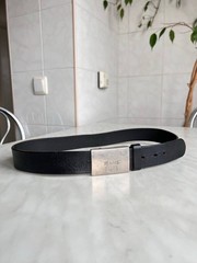 Vintage 90s Dolce & Gabbana Black Leather Belt Chunky Steel Buckle D&G JEANS Y2K