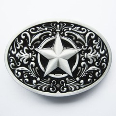 Flower Star Western Black Enamel Metal Fashion Belt Buckle