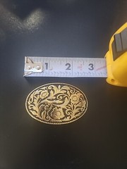Unique Vintage Art Deco Western Black & Gold Belt Buckle – Small Flower Swirls