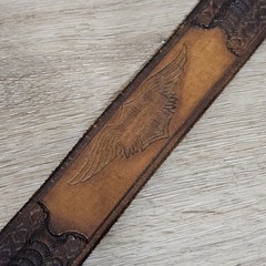 Vtg Harley-Davidson Leather Belt Country Music Buckle Brown Size 30 (READ)