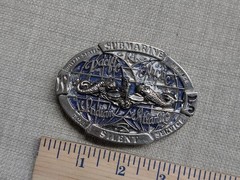 vintage USN belt buckle US NAVY pewter SUBMARINE the silent service WESTERN