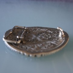 Two Tone Cross Belt Buckle Oval Silver Gold Floral Filigree Western