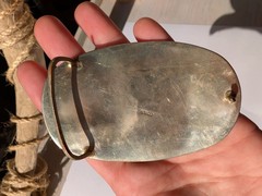 Alpaca Silver Abalone Large Belt Buckle Unisex Mexico Size 3.5&Prime; Iridescent A1