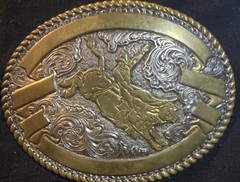 Crumrine Vtg Bull Rider Belt Buckle Big Silver Plated Heavy Over Jewelers Bronze