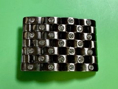 Block Brick Wall Pattern, Clear Rhinestone Accented Bling Jeweled Belt Buckle
