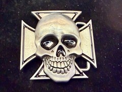 Skull Head Celtic Iron Cross Cutout Gothic Punk Biker 3D Dimensional Belt Buckle