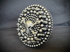 Skull & Crossbones Belt Buckle Gothic Biker Wearable Art OOAK Darren McNeese