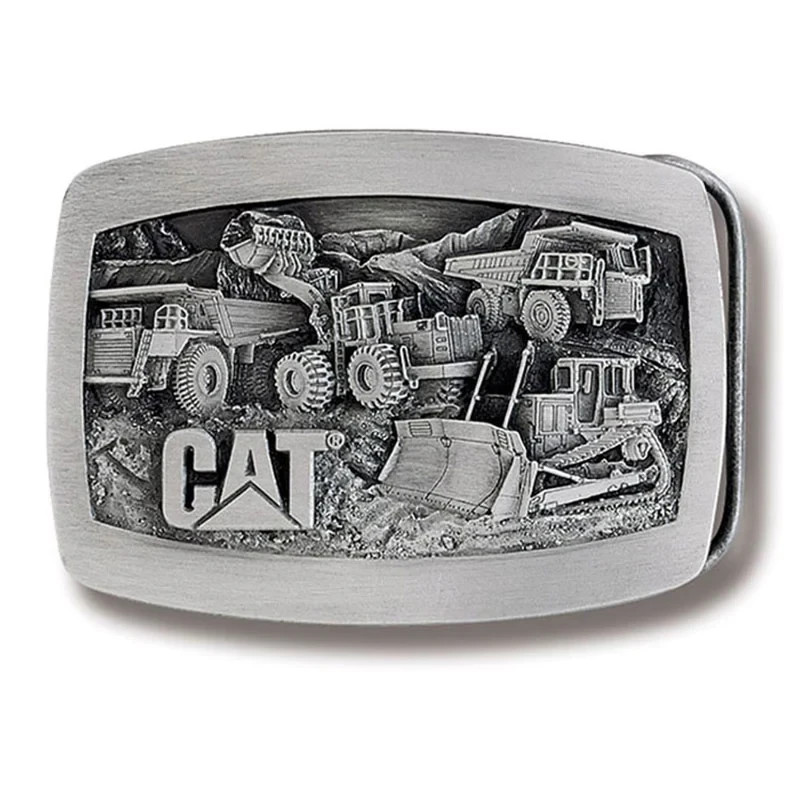 Caterpillar CAT Equipment Machines Pewter Finished Novelty Logo Men Belt Buckle