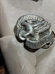 Eagle Biker Belt Buckle, Silver Metal, Post and Loop Attachment, 1982