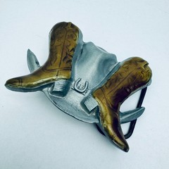 Vintage Western Belt Buckle (Pewter) 1995 Great American Products Cowboy Boots