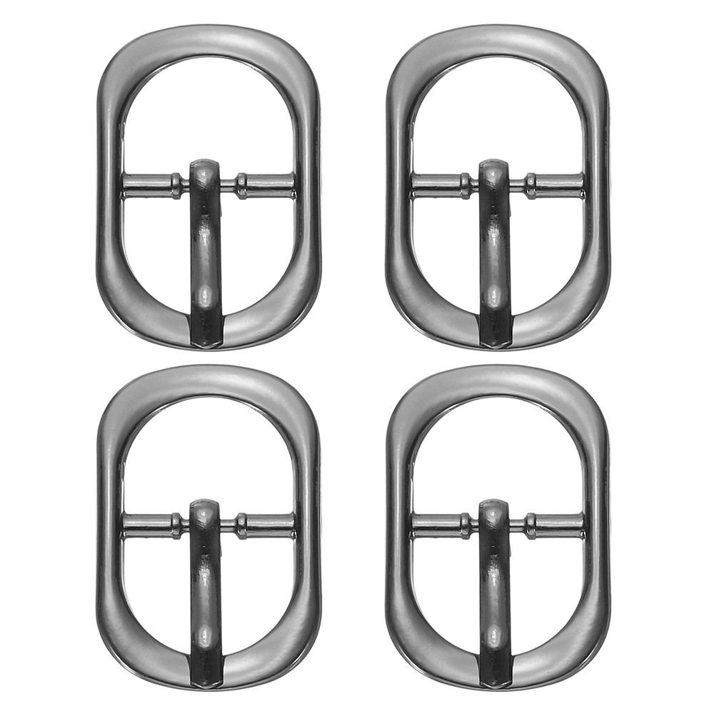 4 Pcs 0.6 Inch Single Prong Buckle Oval Center Bar Buckle, Black