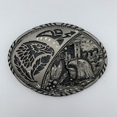 VTG SSI Handcrafted Metal Belt Buckle Southwest Eagle Rain Cloud Fathers 4&Prime; USA