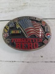 Vintage 1987 Vietnam Vet Forgotten Hero Belt Buckle Enamel Military USA Made