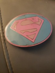 SUPERMAN PINK LOGO Belt Buckle DC Comics Justice League Metal Enamel W/ Border
