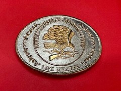 North American Hunting Club Life Member Eagle Vintage Two Tone Belt Buckle