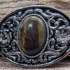 Tiger Eye Stone Silver Western Southwest men women unisex Belt Buckle VALENTINES