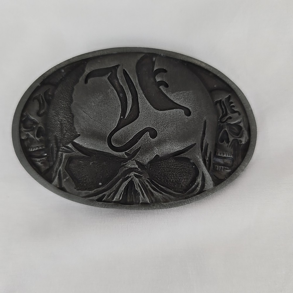 Skull Belt Buckle Metal Oval Lead-Free Gothic Design 5&Prime;x3&Prime;