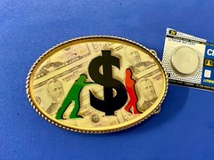 Led Dollar Sign Belt Buckle Attention Grabbing Lights! W/ Fresh Battery