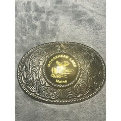 Vintage Moosehead Lake Maine Belt Buckle Silver Tone Moose Souvenir Retro