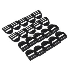 20pcs Plastic Slider Buckles Backpack Straps Webbing 20mm Black