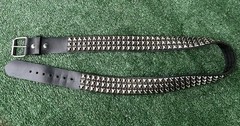 VTG 90s Manzoor Leather 3 Row Pyramid 1/2” Studded Belt Mens XL USA Made