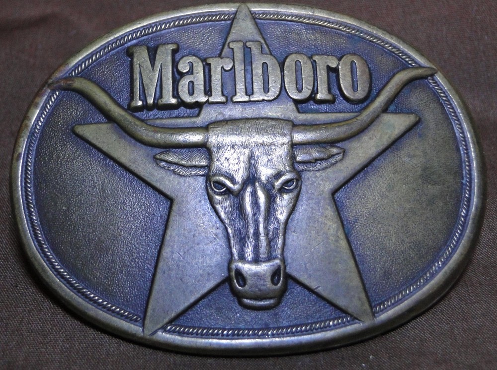Belt Buckle – Marlboro Star Longhorn Steer – Philip Morris 1987 – 3.25 »x2.5 » –