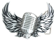 Music Microphone with Flying Wings Metal Belt Buckle