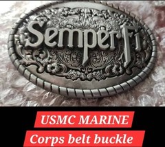 New Marine Corps USMC Semper Fi Silver Western Military Belt Buckle Oval Men