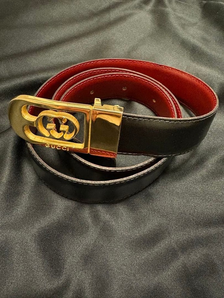 GUCCI Pre-Owned Old Gold Buckle Leather Belt