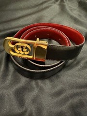 GUCCI Pre-Owned Old Gold Buckle Leather Belt