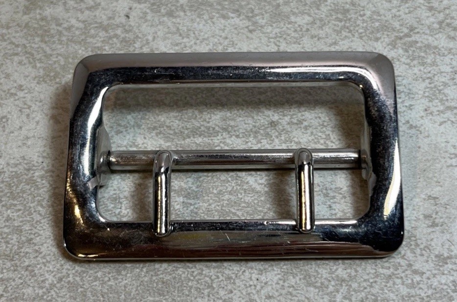 Vintage Solid Brass Chrome Plated 3”Double Prong Heavy Duty Belt Buckle